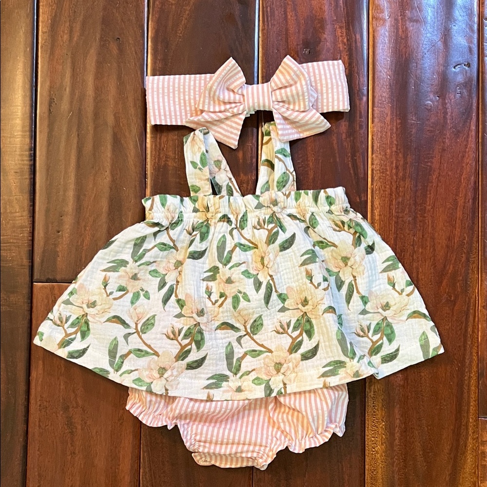 Mud Pie Floral and Stripes 3-Piece Set